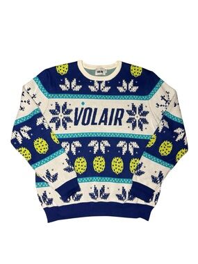 Volair Pickleball Holiday Sweater - Blue/Neon Green - Size Large